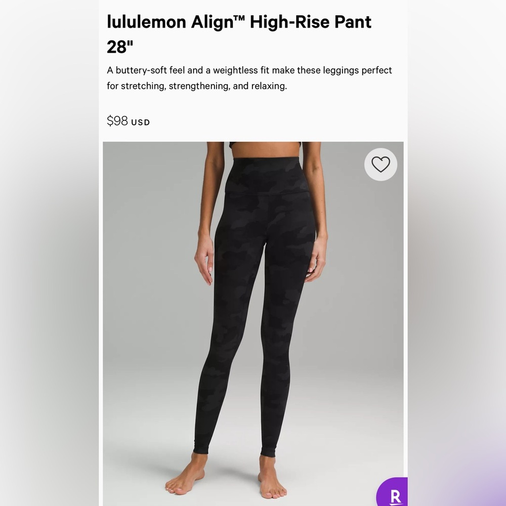 lululemon Align High-Rise Pant in camouflage